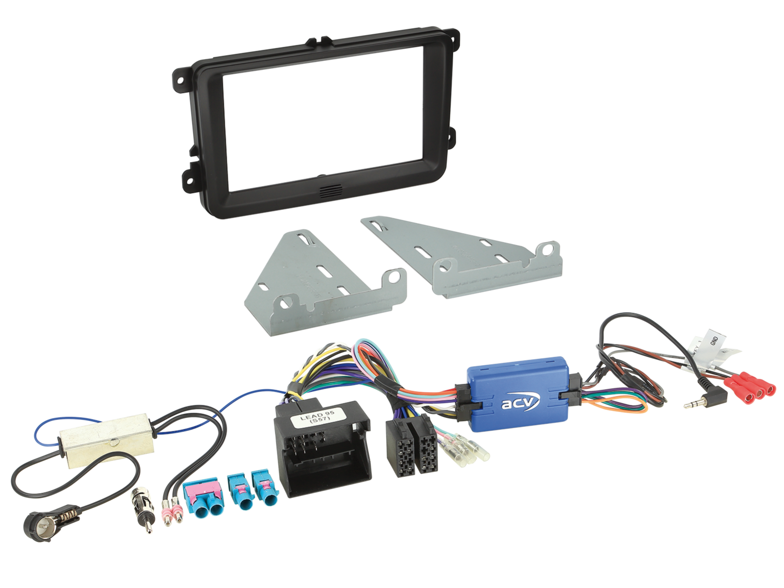 2-DIN Kit VW (2-DIN Blende, CAN Adapter mit Lenkradfernbedienung, Antennenadapter)