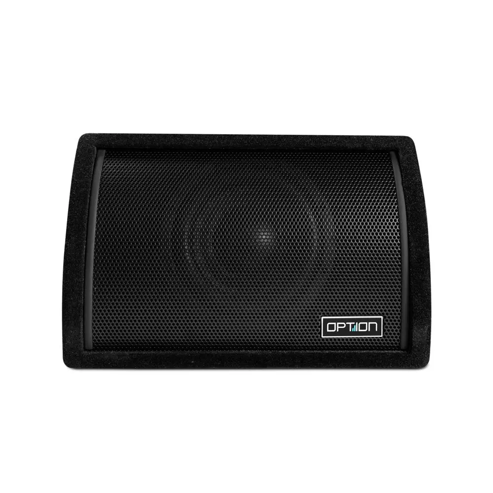OPTION PULSE-8BRA aktiver 20 cm Bassreflex-Gehäusesubwoofer Frontansicht mit stabilem Schutzgitter