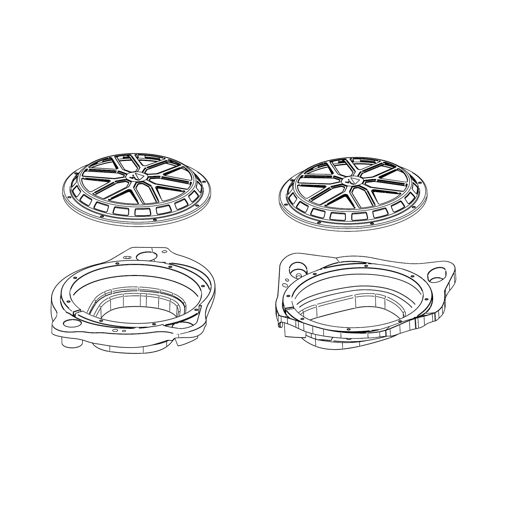 Compose Lautsprecher Adapter für Helix Ci5 Subwoofer zur Montage in der C- und E-Klasse kaufen Technische Zeichnung von Adapterringen für Mercedes