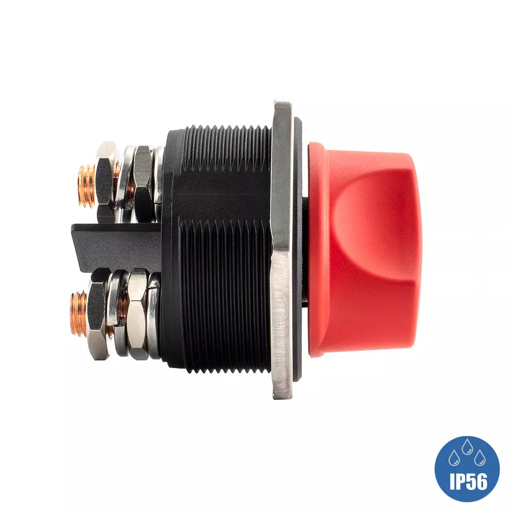 AMPIRE-Batterietrennschalter-300A-IP56-SWX300_b_4 Seitenansicht mit Blick auf die Anschlussterminals