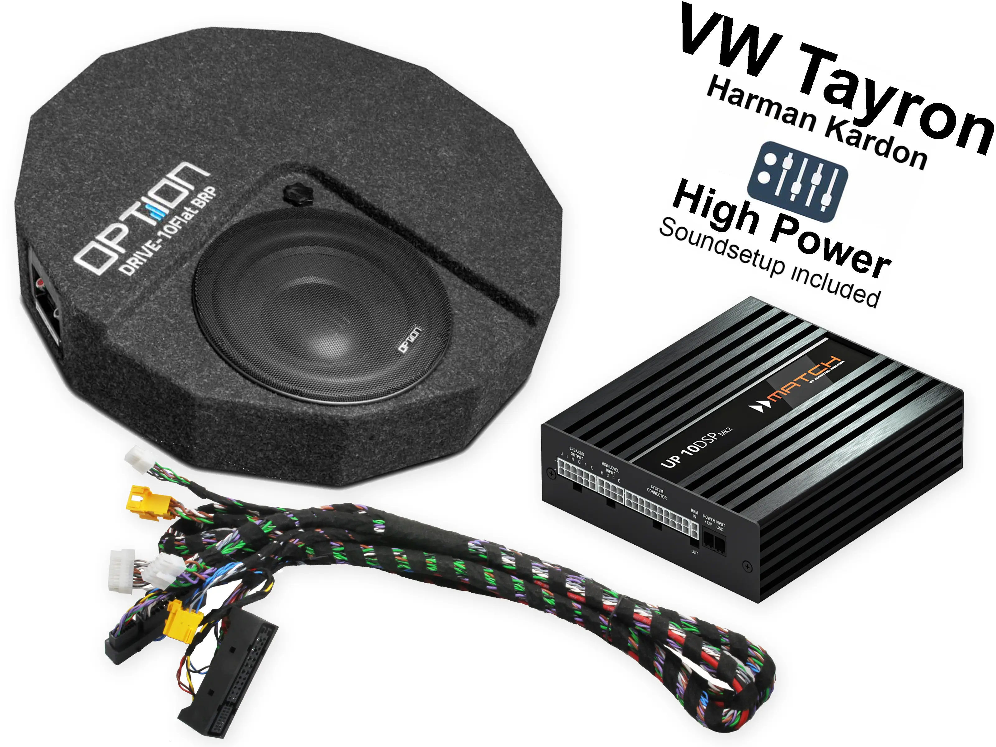Soundsystem Upgrade für VW Tyron kaufen DSP Verstärker mit Subwoofer und Anschlusskabel