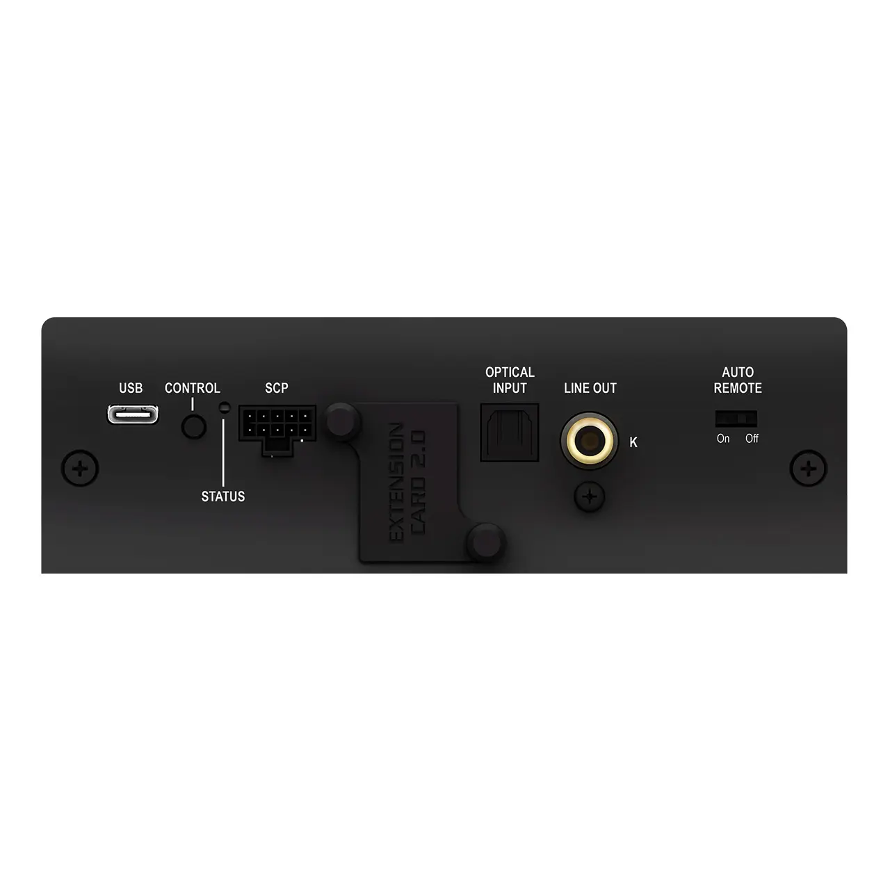 MATCH UP 10DSP MK2 – Rückseite mit Anschlüssen Rückseite des MATCH UP 10DSP MK2 DSP-Verstärkers mit USB-Anschluss, optischem Eingang und Line-Out