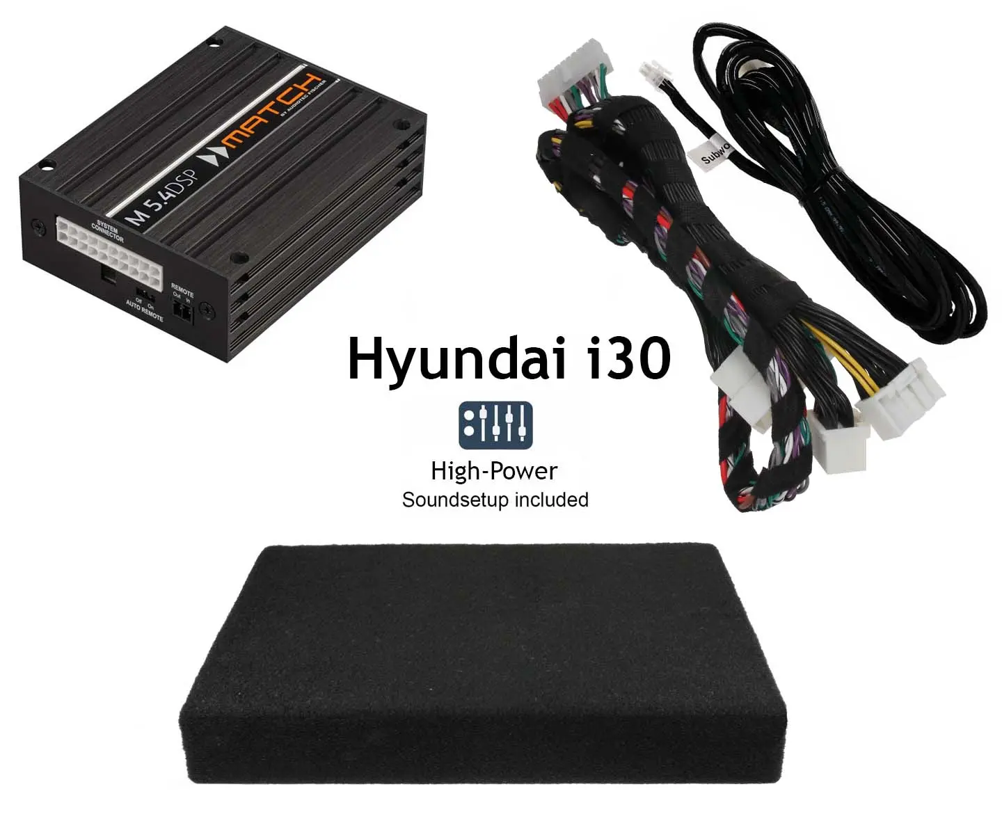 Hyundai i30 Soundupgrade Set Autosubwoofer mit Verstärker und Kabel
