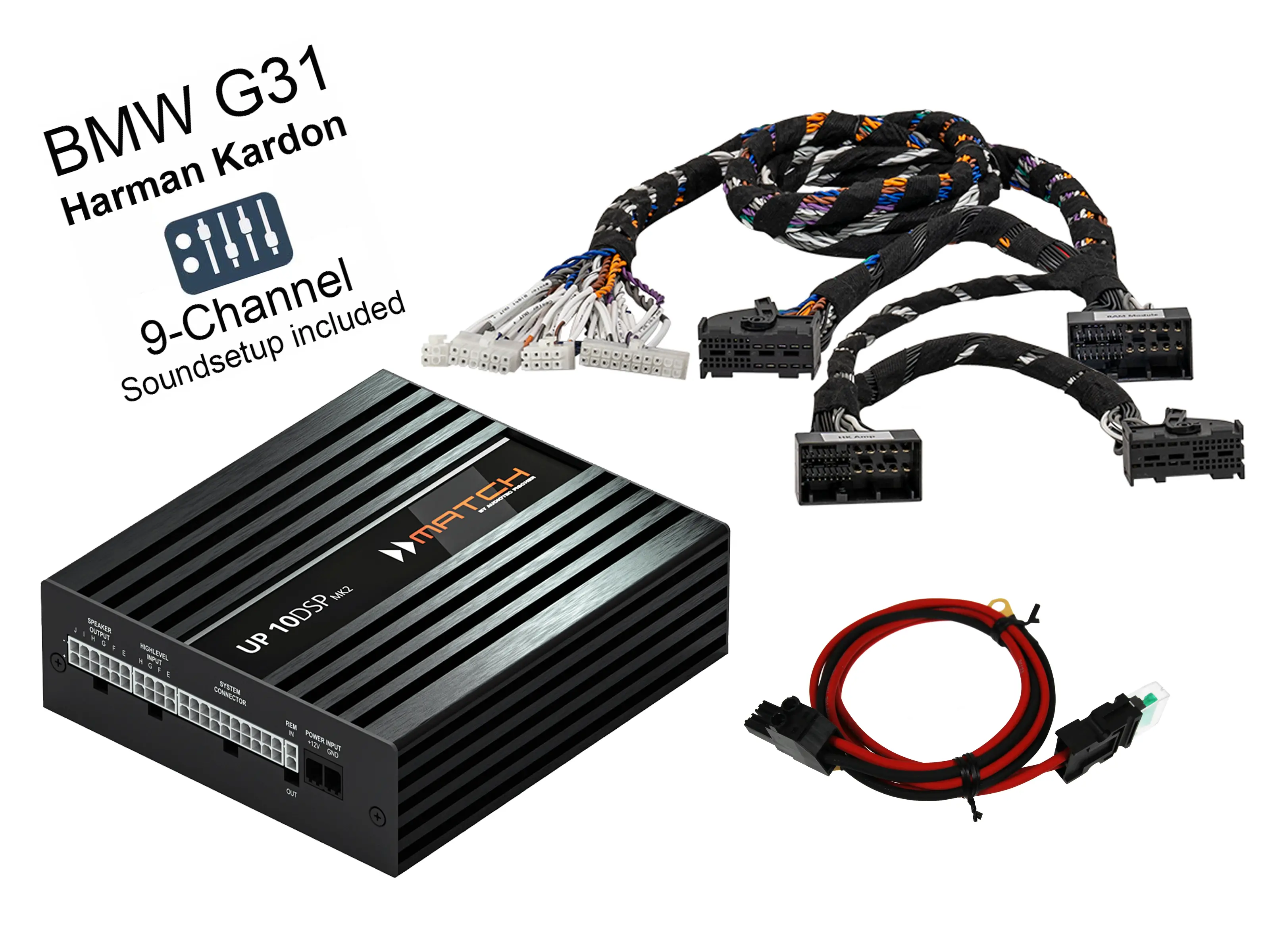 Upgradeverstärker für das Harman Kardon BMW Soundsystem kaufen DSP Verstärker mit Kabelsatz und Stromkabel