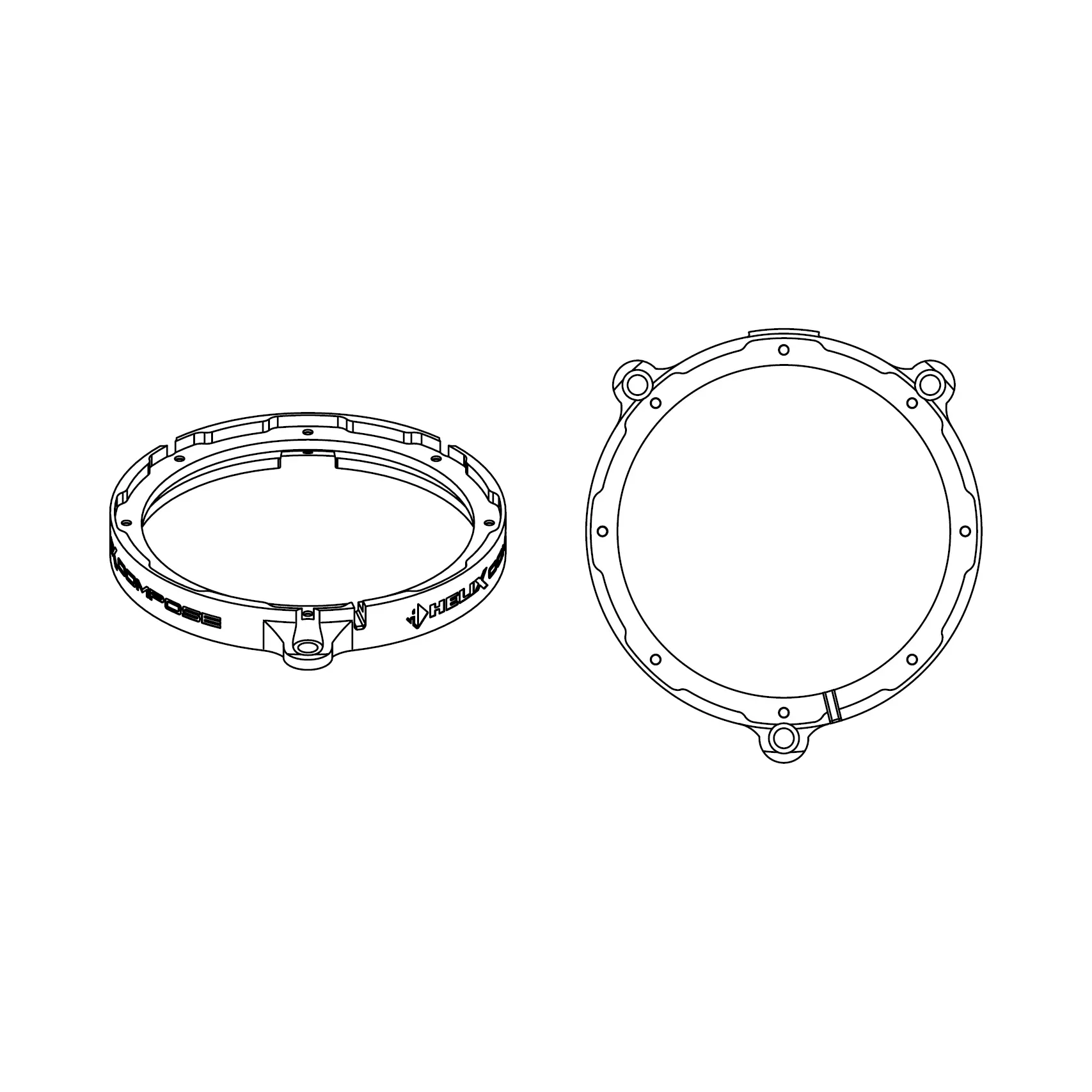Technische Zeichnung der HELIX CFMK165 MB.5 FlexMount165 Adapterringe für 165 mm HELIX COMPOSE Lautsprecher