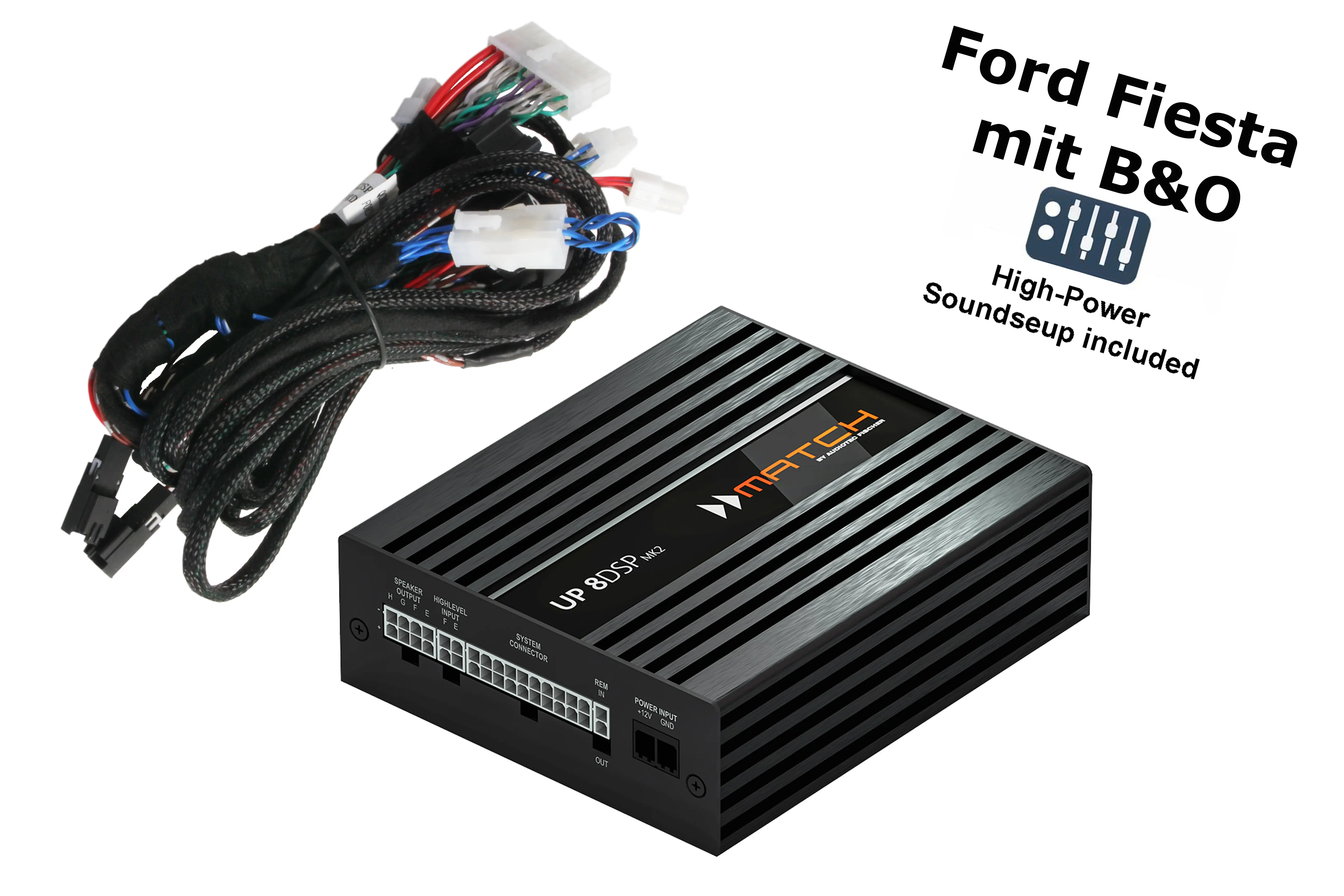 Ford Fiesta mit B&O Soundsystem verbesserung kaufen Soundupgrade mit DSP Verstärker und Kabel