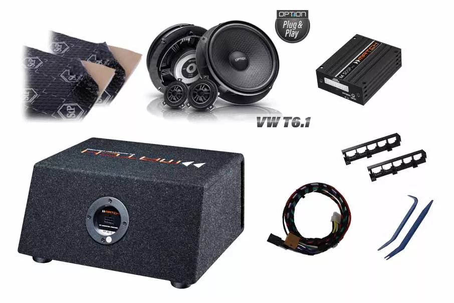 VW_Bully_T61_Set VW T6.1 mit Standard Sound | 5-Kanal DSP Soundupgrade | Option V-165 | PP8E-Q Subwoofer | Dämmung