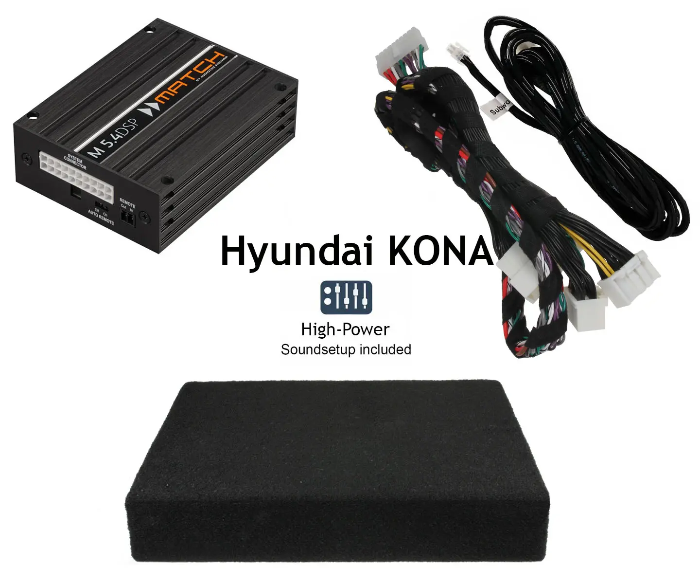 Nachrüstsubwoofer mit DSP und Kabel