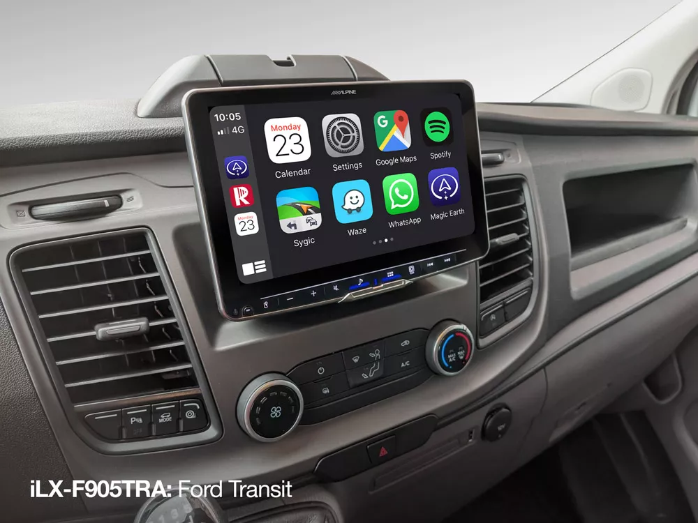 iLX-F905TRA-for-Ford-Transit-Carplay-Menu_1 Alpine ILX-F905 TRA Mobile Media Station 1-DIN für Ford Transit
