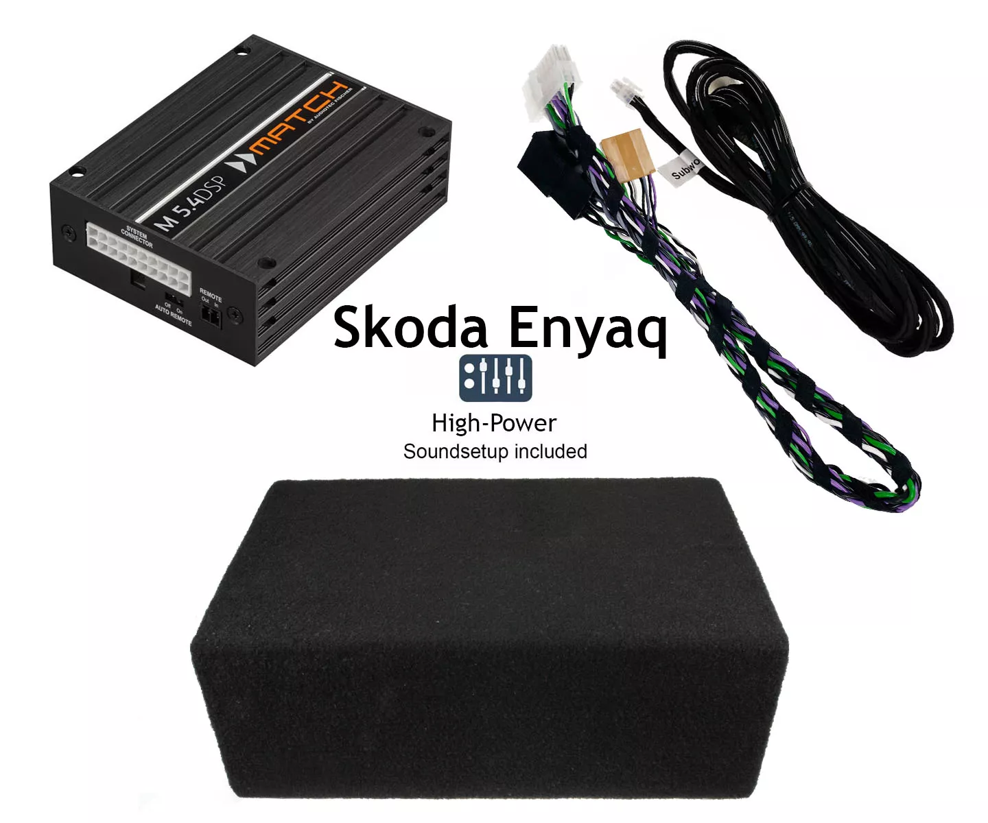 Enyaq SKODA ENYAQ iV mit Standard-Sound | 5-Kanal DSP Soundupgrade | 20cm Gehäusesubwoofer