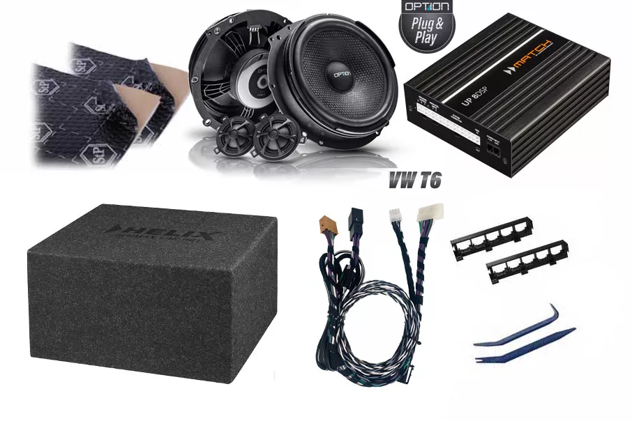 VW_Bulli_T6_Premium_Option_Set VW T6 Premium Soundupgrade-Set | DSP-Verstärker | K8E² Subwoofer | Option V-200 | Premiumdämmung