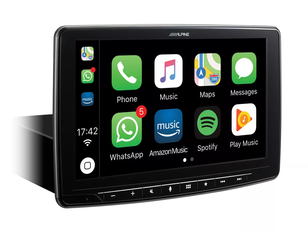Works-with-Apple-CarPlay_iLX-F903D Alpine ILX-F903D Halo 9 9 Zoll DAB+ Carplay, Android Auto im 1-DIN Schacht