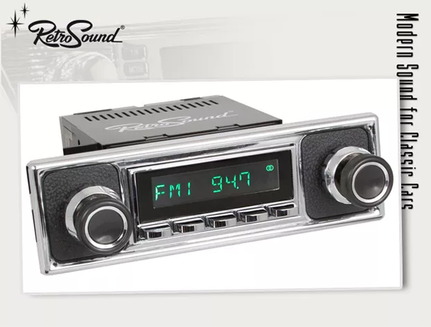 becher-schwarz-struktur Retrosound Frontblende Becker "chrom/schwarz strukturiert"