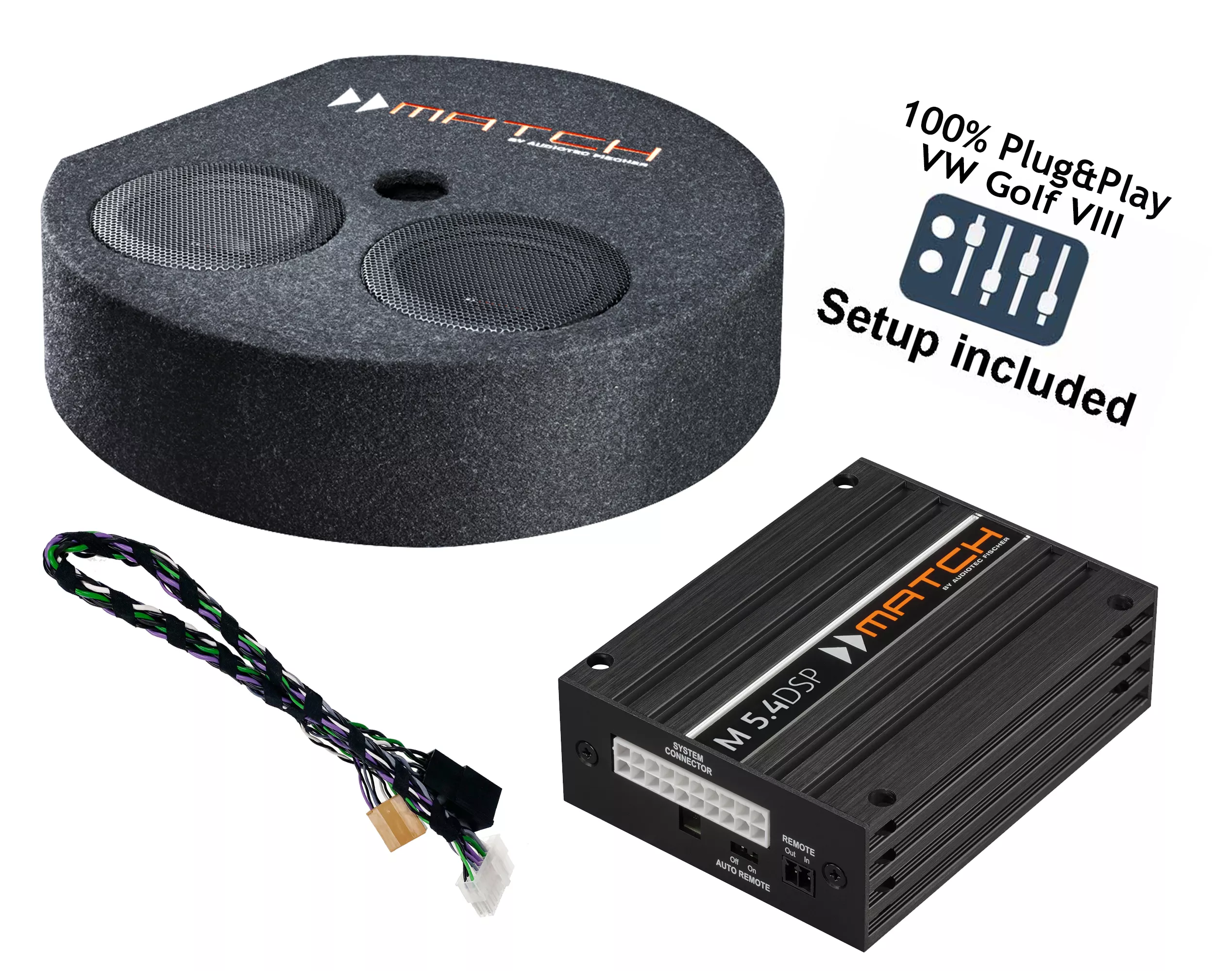 Golf_8_M54gKDuQoroMVXru VW Golf 8 mit Standard Sound (ohne HK) | 5-Kanal DSP-Soundupgrade | Subwoofer PP7SD