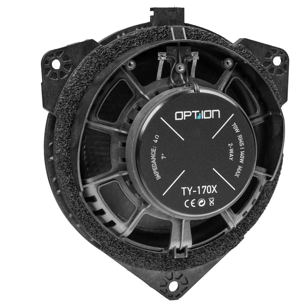 OPTION TY-170X Rückseite – Toyota Plug & Play Koaxiallautsprecher OPTION TY-170X Plug & Play Koaxiallautsprecher für Toyota – Rückseite mit Magnet und Anschluss