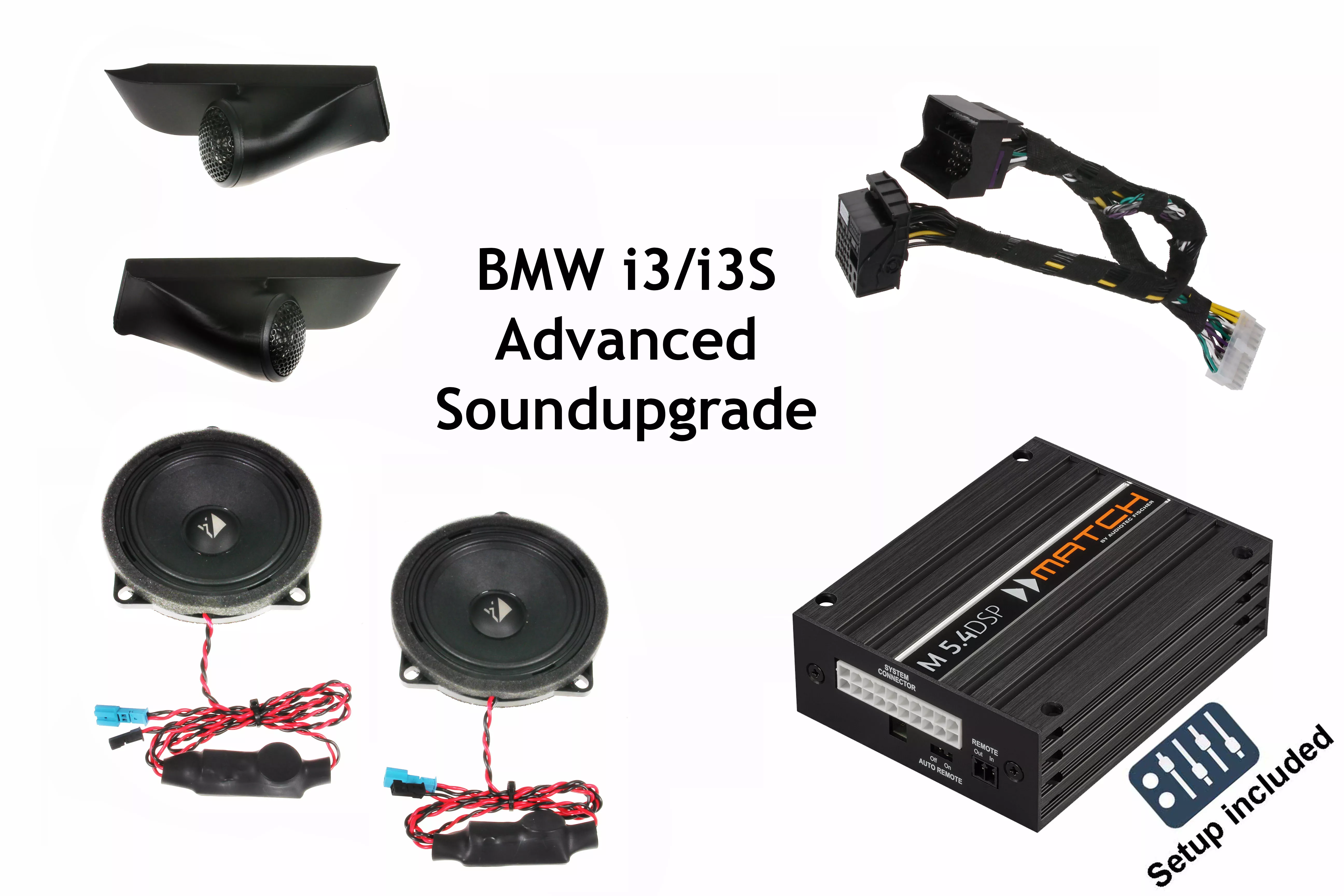 BMWi3_Ci3_M54_Advanced_Set BMW i3/i3s Advanced Komplett | 5-Kanal DSP Soundupgrade | Lautsprecher | Subwoofer Q168-P