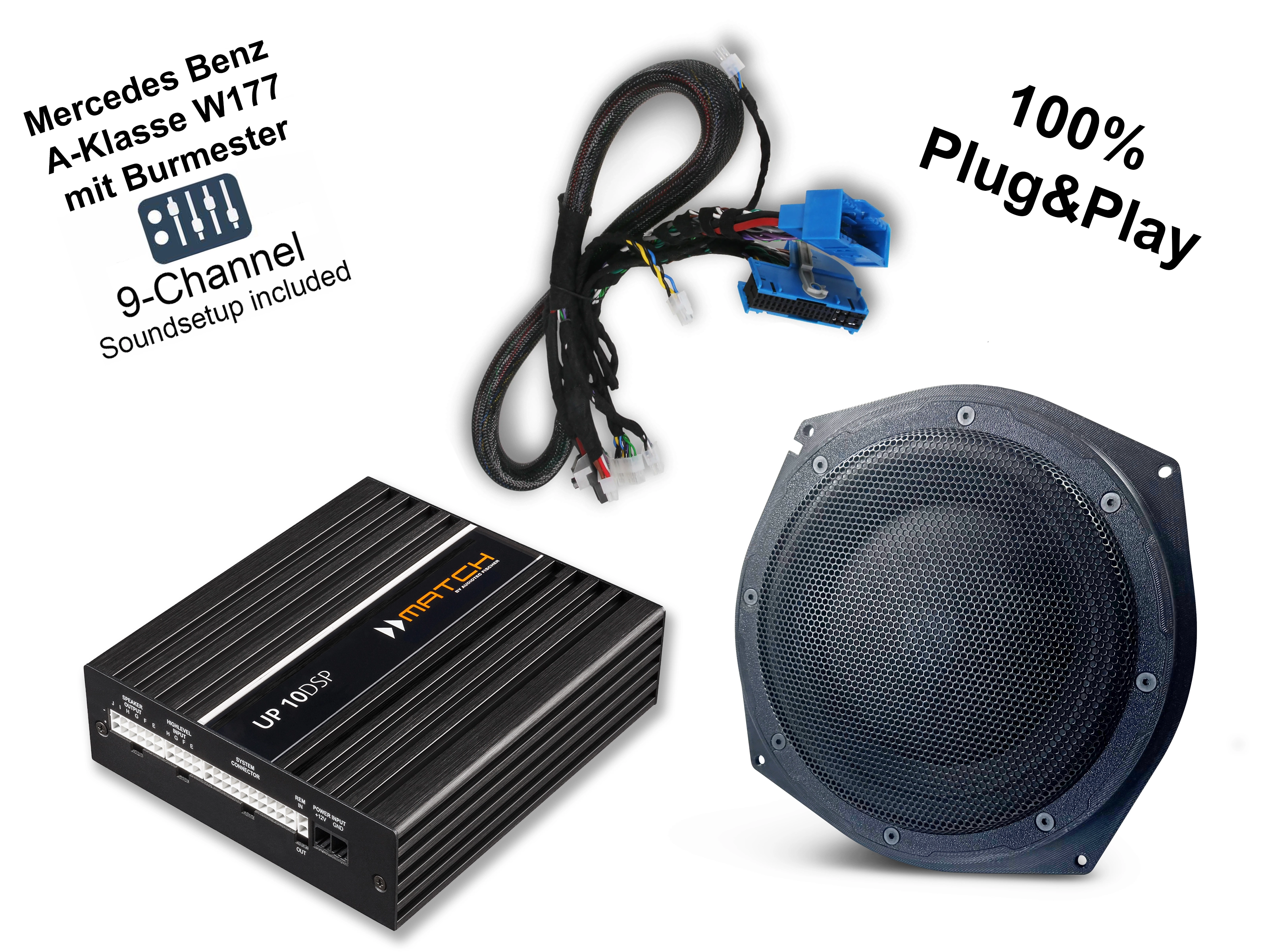 pnp-mb-177-10-bur Soundupgradeset mit DSP und Subwoofer für Mercedes A-Klasse