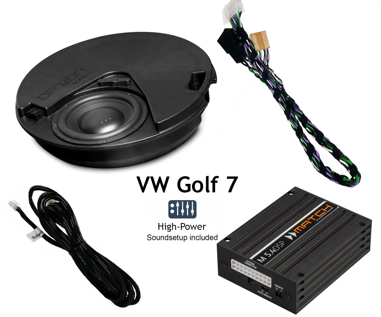 SOundupgrade für Golf 7 mit Reserveradsubwoofer und DSP-Verstärker kaufen Reserverad Subwoofer mit DSP-Verstärker für VW Golf 7