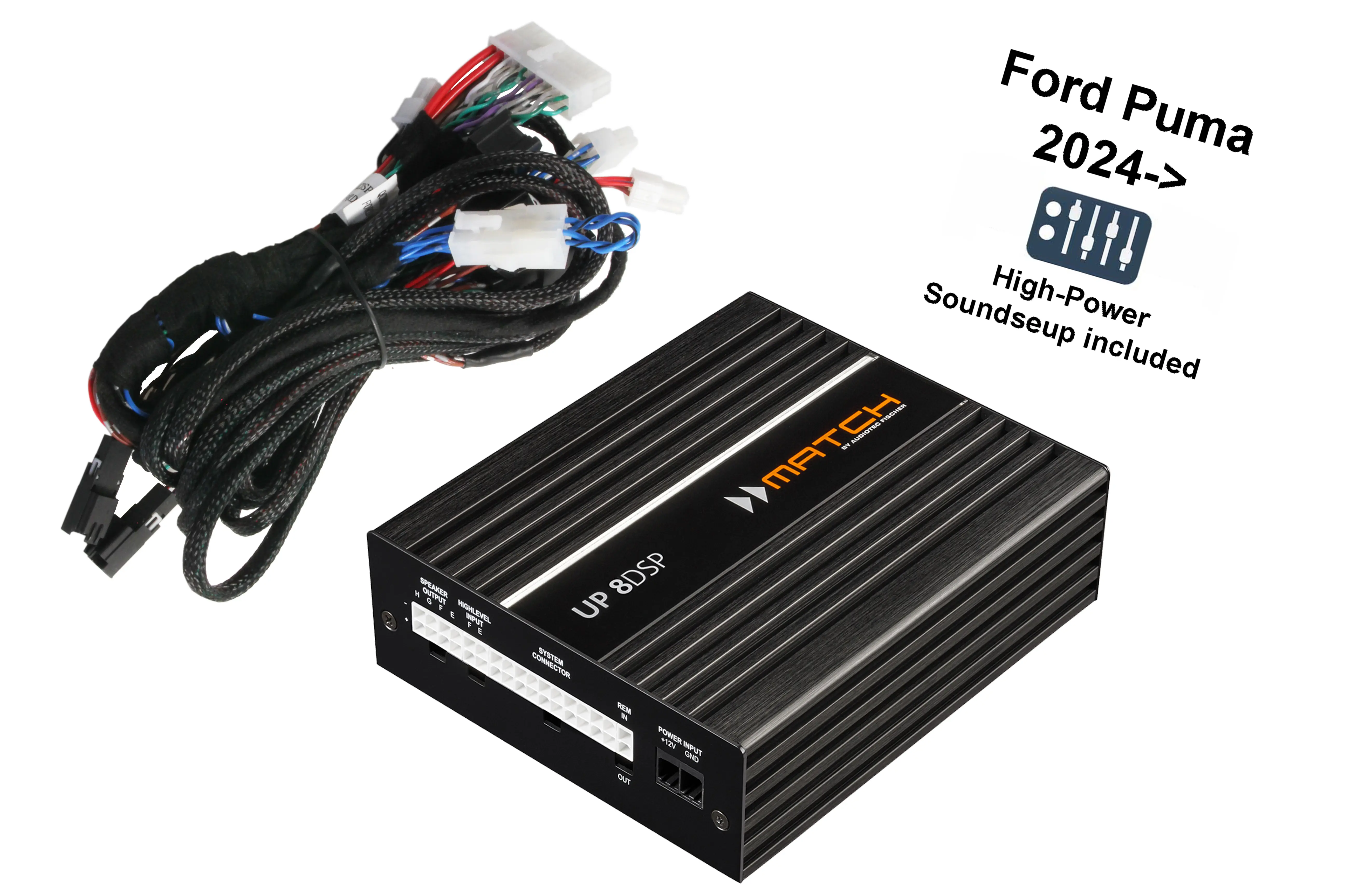 Upgrades-Soundsystem für Ford Puma mit B&O zum Selbsteinbau Upgradeverstärker mit plug&play-Kabel