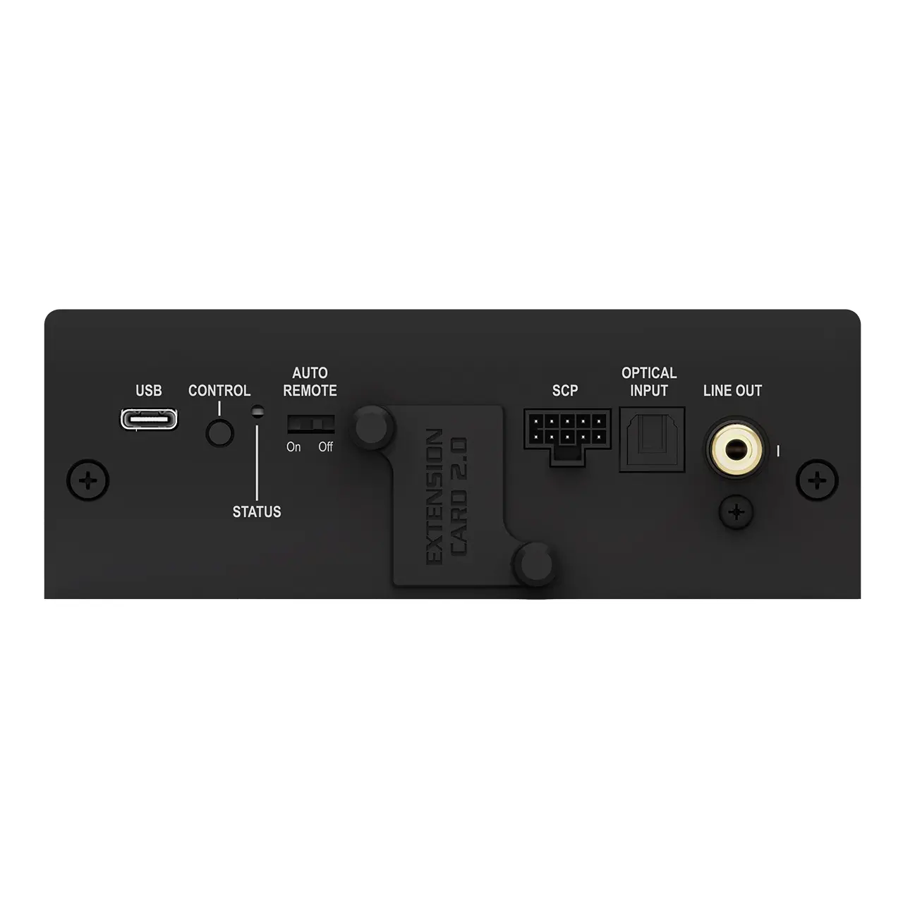 MATCH UP 6DSP MK2 – Rückseite mit Anschlüssen Rückseite des MATCH UP 6DSP MK2 DSP-Verstärkers mit USB-Anschluss, optischem Eingang und Line-Out