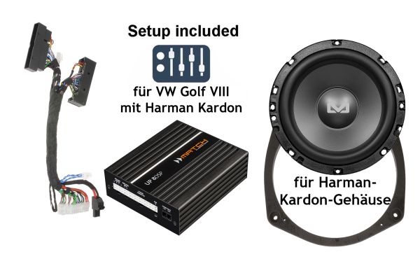 VW Golf 8 Soundupgrade-Set für Harman Kardon|Plug&Play 8-Kanal-DSP-Verstärker|Austausch-Subwoofer