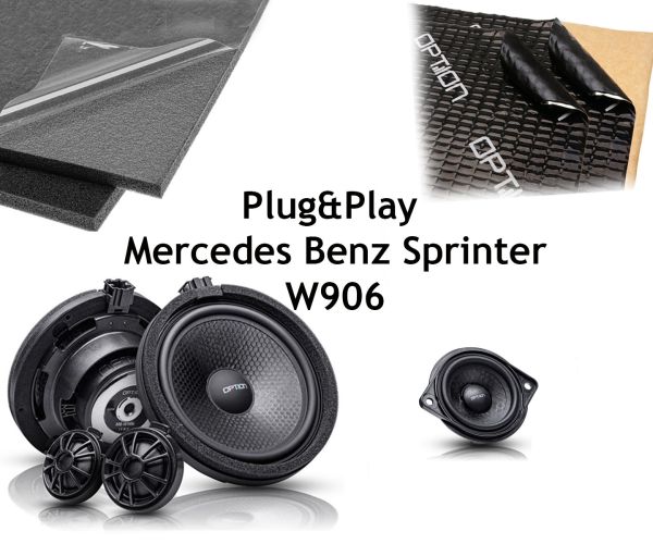 Mercedes Benz Sprinter W906 Lautsprerupgrade|16-cm-Lautsprecherset|Centerspeaker|Dämmpaket