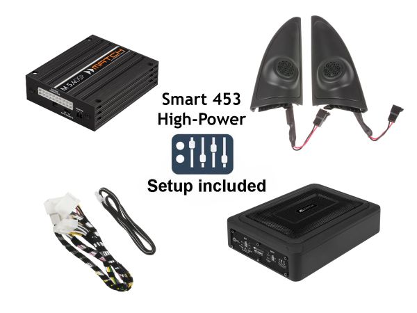 Soundsystem-Nachrüstung im Smart 453 ohne JBL | plug&play DSP-Verstärker, Subwoofer und Hochtöner