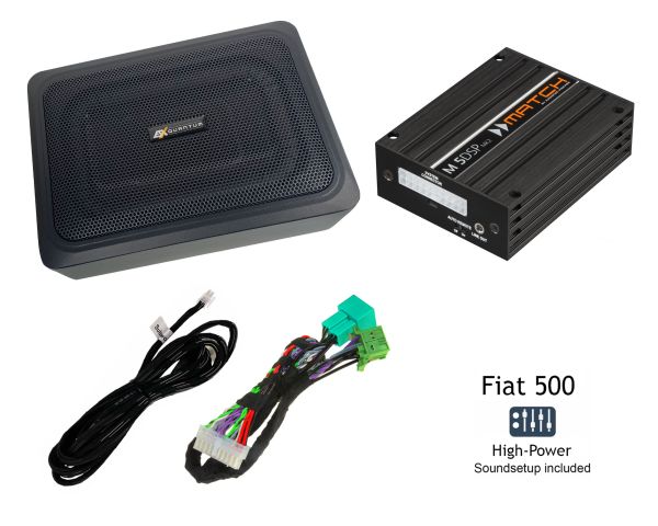 Fiat 500E (BEV) Soundupgrade-Set | DSP-Verstärker | Plug&Play-Kabelsatz | Subwoofer